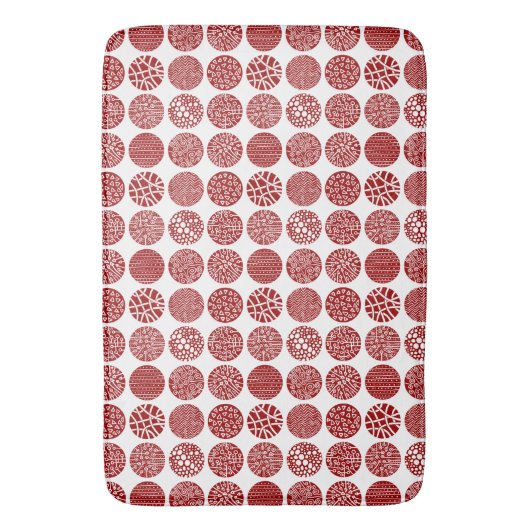 Decoratieve cirkels - Ruby Red en White Badmat (Voorkant Verticaal)