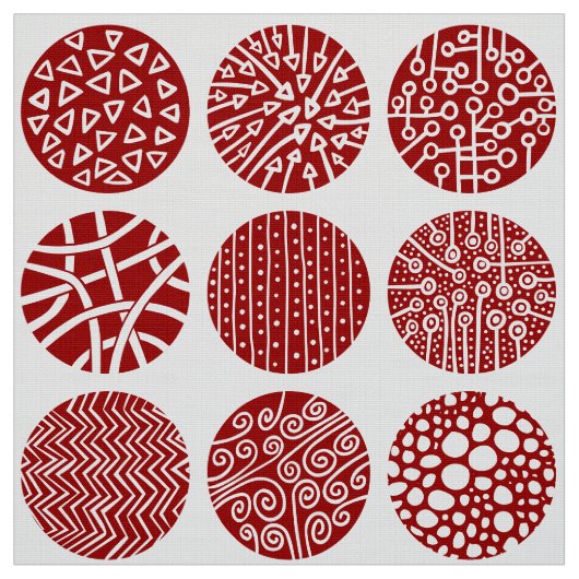 Decoratieve cirkels - Ruby Red en White Stof (Swatch)