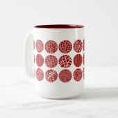 Decoratieve cirkels - Ruby Red en White Tweekleurige Koffiemok (Voorkant links)