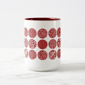 Decoratieve cirkels - Ruby Red en White Tweekleurige Koffiemok (Center)