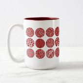 Decoratieve cirkels - Ruby Red en White Tweekleurige Koffiemok (Links)