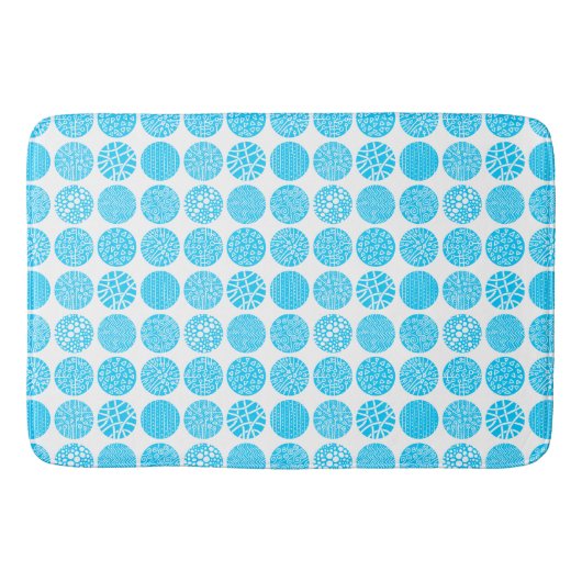 Decoratieve cirkels - Sky Blue en White Badmat (Voorkant)