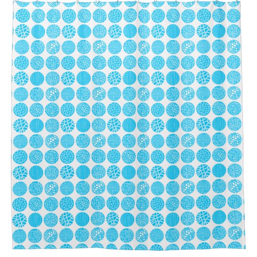 Decoratieve cirkels - Sky Blue en White Douchegordijn (Voorkant)