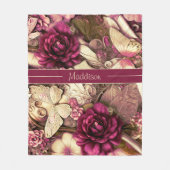 Decoratieve collage Butterflies en Rozen Fleece Deken (Voorkant)