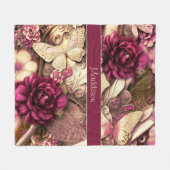 Decoratieve collage Butterflies en Rozen flesje el Fleece Deken (Voorkant (Horizontaal))