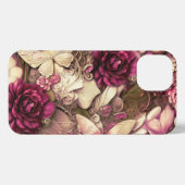 Decoratieve collage Butterflies en Rozen iPhone Hoesje (Achterkant horizontaal)