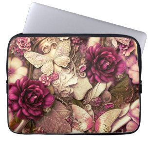 Decoratieve collage Butterflies en Rozen Laptop Sleeve