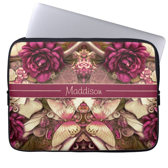 Decoratieve collage Butterflies en Rozen Laptop Sleeve (Voorkant)