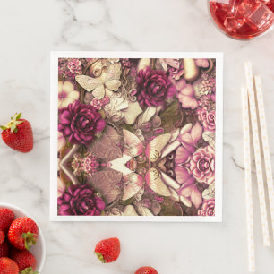 Decoratieve collage Butterflies en Rozen Servet