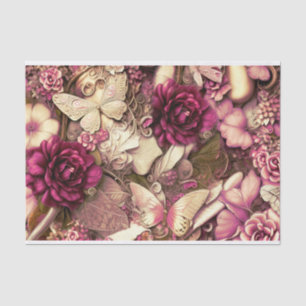 Decoratieve collage Butterflies en Rozen Tissuepapier