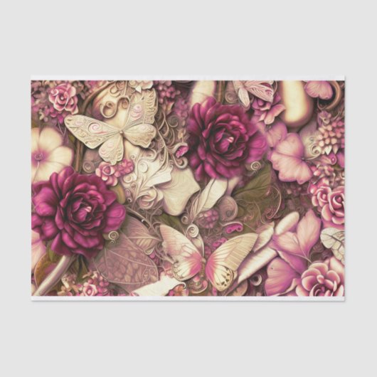Decoratieve collage Butterflies en Rozen Tissuepapier (Voorkant)
