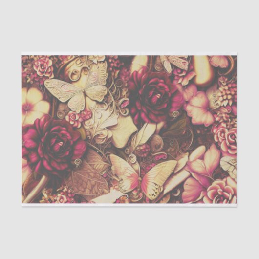Decoratieve collage Butterflies en Rozen Tissuepapier (Voorkant)