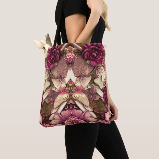 Decoratieve collage Butterflies en Rozen Tote Bag (Dichtbij)
