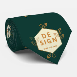 Decoratieve crèmekleurige zeshoek logo op een donk stropdas