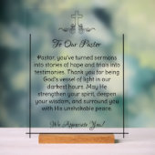 Decoratieve Cross Pastor Waardering Acryl Teken Bord (Neutraal)