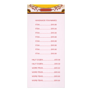 Decoratieve cupcake Maker Logo met prijslijst Reclamekaart