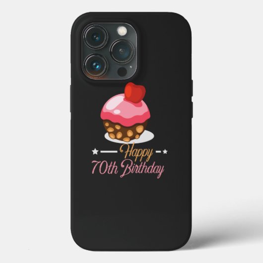 Decoratieve cute 70e verjaardagstaart chocoladetaa Case-Mate iPhone case (Achterkant)