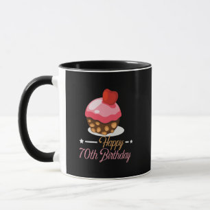 Decoratieve cute 70e verjaardagstaart chocoladetaa mok