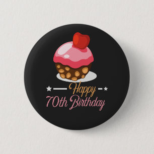 Decoratieve cute 70e verjaardagstaart chocoladetaa ronde button 5,7 cm