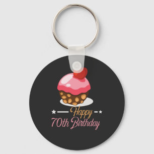 Decoratieve cute 70e verjaardagstaart chocoladetaa sleutelhanger
