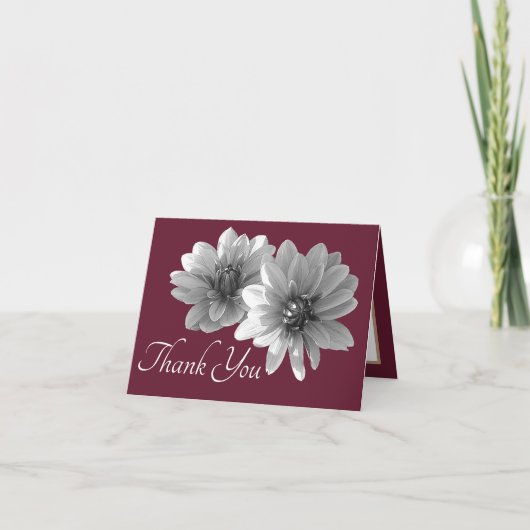 Decoratieve Dahlias Wine Colour Background Dank u Kaart (Voorkant)