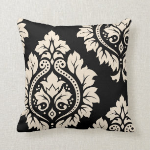 Decoratieve Damask Art I - Black & Cream (2-way) Kussen