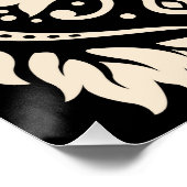 Decoratieve Damask Art I - Crème op Zwart Poster (Hoek)