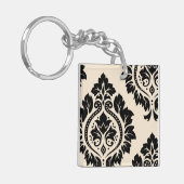 Decoratieve Damask Art I - Zwart op Cream Sleutelhanger (Voorkant Links)