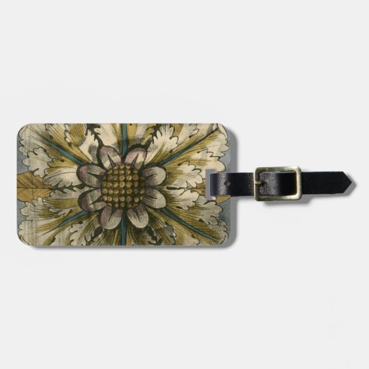 Decoratieve demask Rosette op grijze achtergrond Bagagelabel (Voorkant horizontaal)