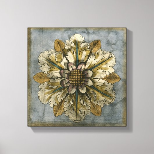 Decoratieve demask Rosette op grijze achtergrond Canvas Afdruk (Voorkant)
