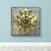 Decoratieve demask Rosette op grijze achtergrond Canvas Afdruk (Insitu (Houten vloer))