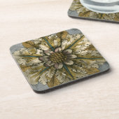 Decoratieve demask Rosette op grijze achtergrond Drankjes Onderzetter (Linkerzijde)