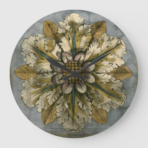 Decoratieve demask Rosette op grijze achtergrond Grote Klok