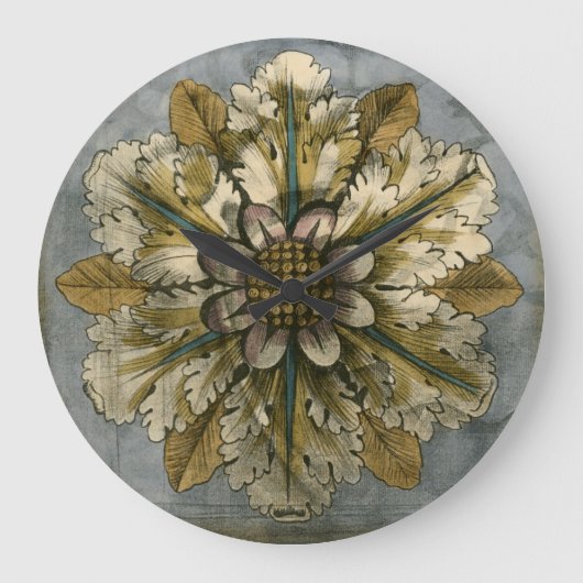 Decoratieve demask Rosette op grijze achtergrond Grote Klok (Voorkant)