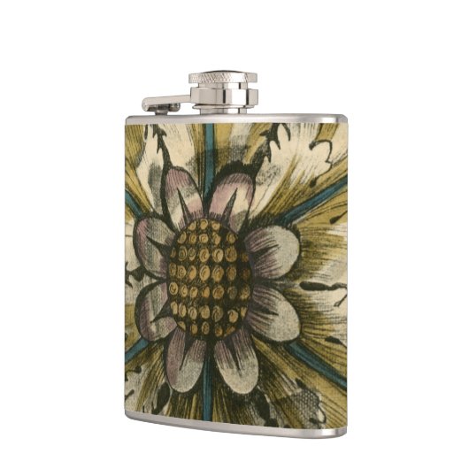 Decoratieve demask Rosette op grijze achtergrond Heupfles (Links)