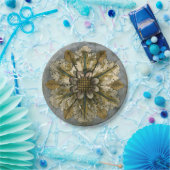 Decoratieve demask Rosette op grijze achtergrond Papieren Bordje (Feest)