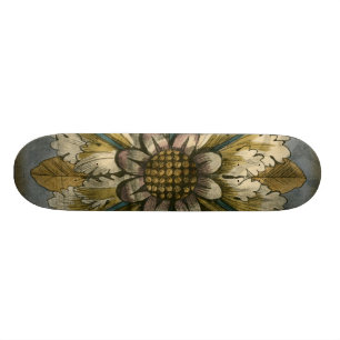 Decoratieve demask Rosette op grijze achtergrond Persoonlijk Skateboard