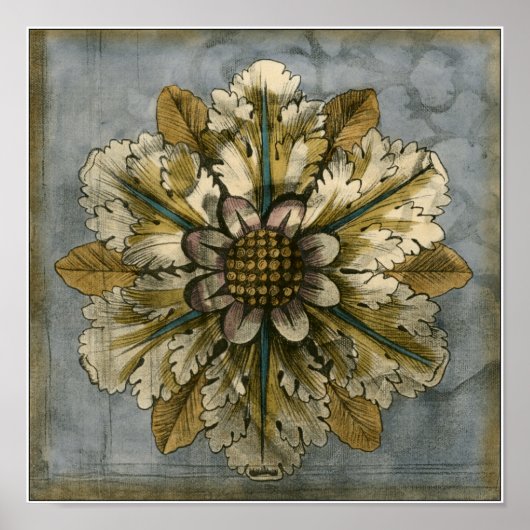 Decoratieve demask Rosette op grijze achtergrond Poster (Voorkant)