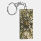 Decoratieve demask Rosette op grijze achtergrond Sleutelhanger (Voorkant Links)