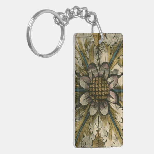 Decoratieve demask Rosette op grijze achtergrond Sleutelhanger (Voorkant Links)