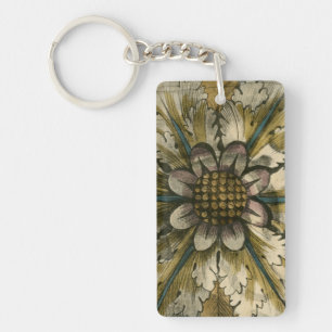 Decoratieve demask Rosette op grijze achtergrond Sleutelhanger