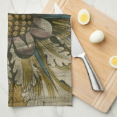 Decoratieve demask Rosette op grijze achtergrond Theedoek (Quarter Fold)