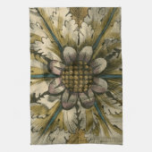 Decoratieve demask Rosette op grijze achtergrond Theedoek (Verticaal)