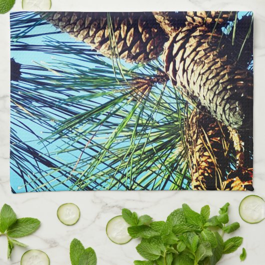 Decoratieve dennenappel theedoek (Gevouwen)