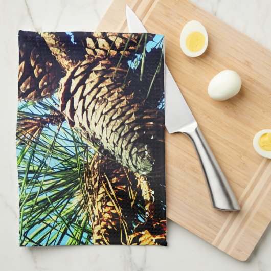 Decoratieve dennenappel theedoek (Quarter Fold)