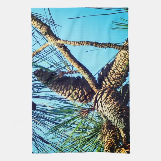 Decoratieve dennenappel theedoek (Verticaal)