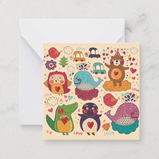 Decoratieve dieren notitiekaartje (Voorkant)