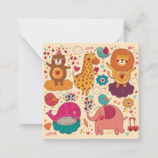 Decoratieve dieren notitiekaartje (Voorkant)