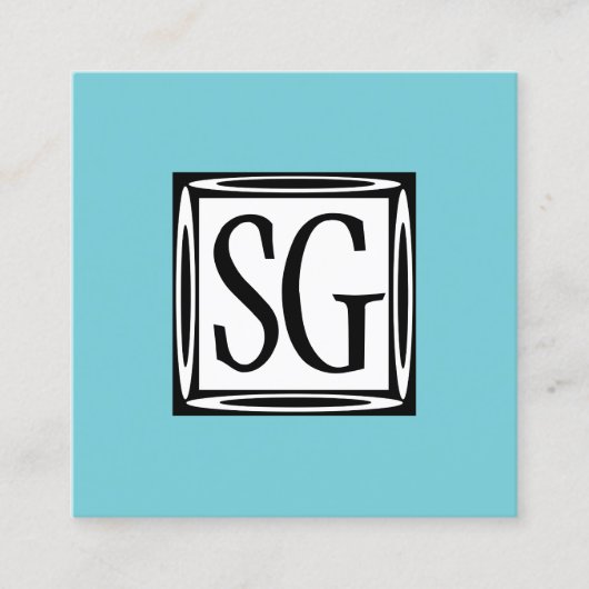 Decoratieve doos - Initialen - Robin Egg Blue Vierkante Visitekaartje (Voorkant)