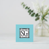 Decoratieve doos - Initialen - Robin Egg Blue Vierkante Visitekaartje (Staand voorkant)